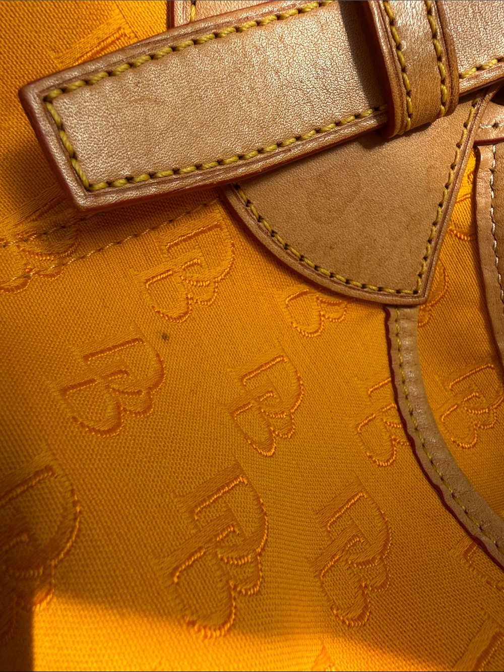 Dooney & Bourke Yellow Shoulder Tote with Tan Leather Trim - Picture 10 of 16